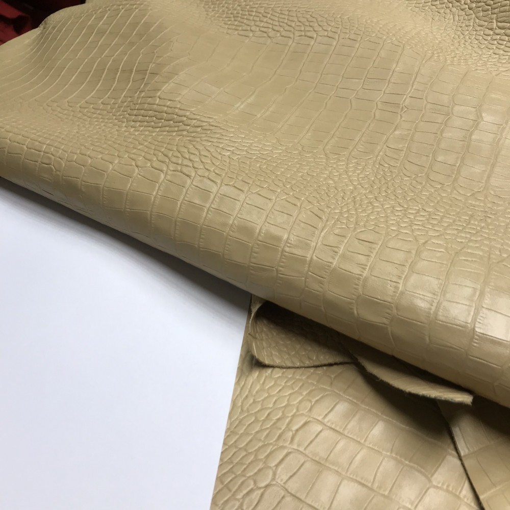 Кожа КРС, тиснение под крокодила, 0.9-1.1 мм, CLASSIC, цвет Torrone, MASTROTTO, Италия 