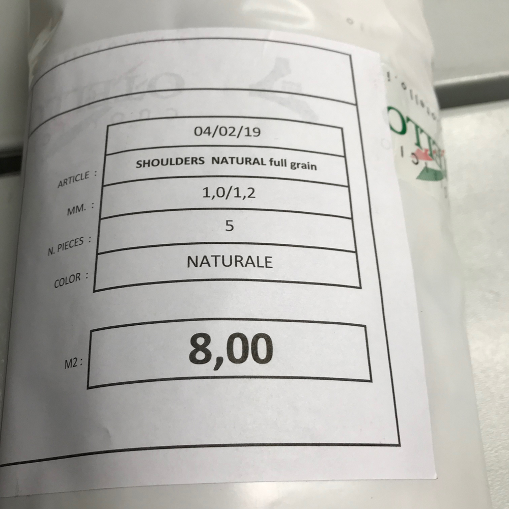 Плечи коровы, 1.0-1.2 мм, натуральное лицо full grain, CUOIFICIO OTELLO, Италия